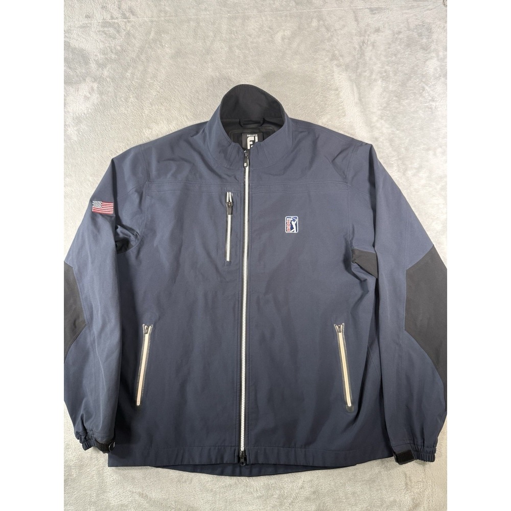 FootJoy Jacket Men's XL Blue DryJoys Tour XP Golf PGA Tour Logo Full Zip